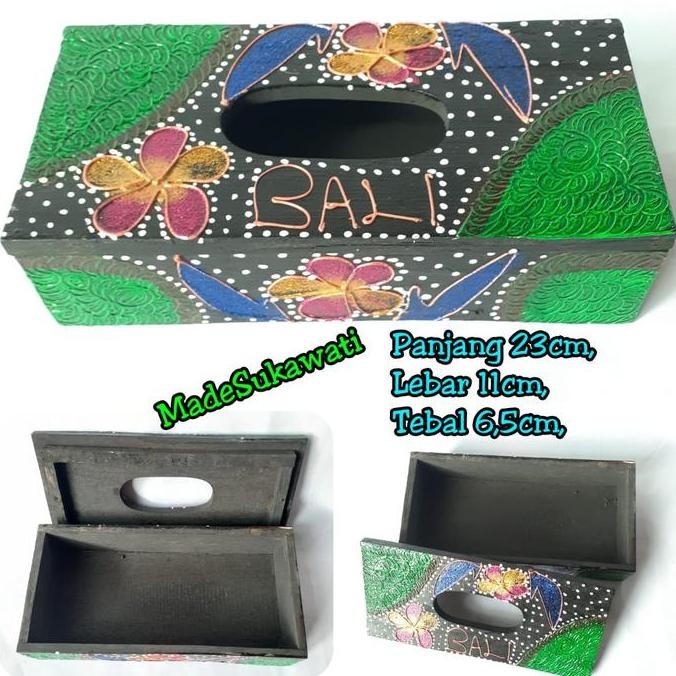>>>>>] Kerajinan kayu kotak wadah Tempat kotak tisu tissue lukis tutul handmade bali