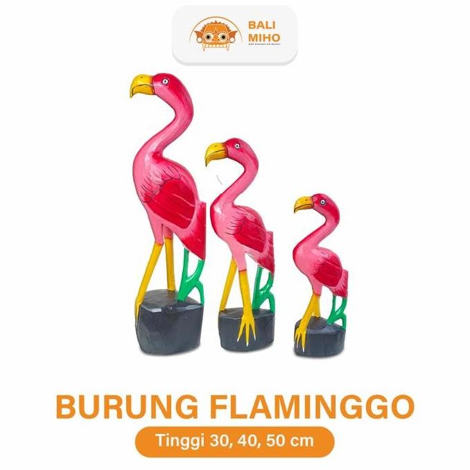 """""] Patung Flamingo Set 3 - Patung Burung Flaminggo - Patung Burung Kayu