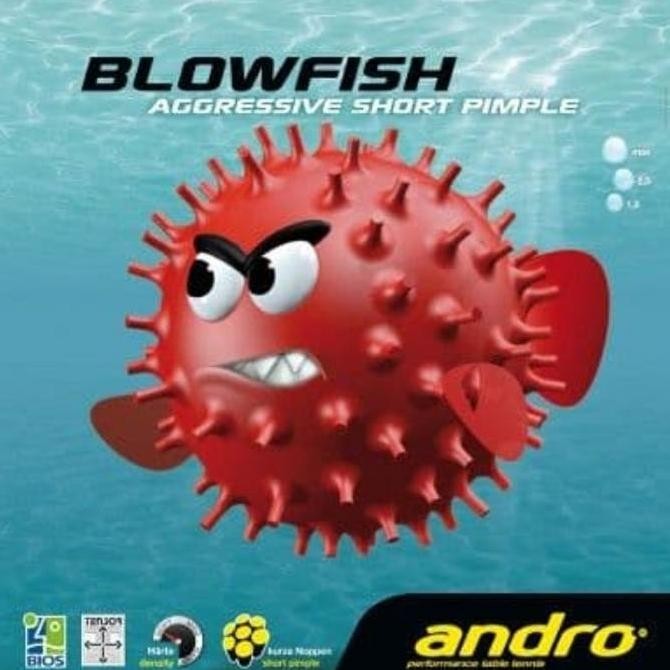 KARET BINTIK SERANG PENDEK PINGPONG TENIS MEJA ANDRO BLOWFISH ORIGINAL