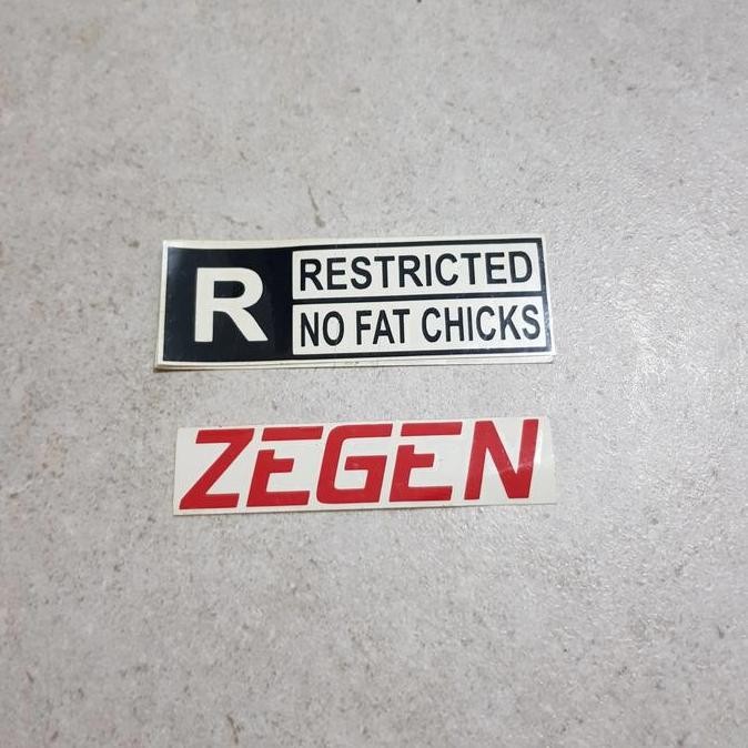 

`````````] sticker stiker restricted no fat chicks black hitam