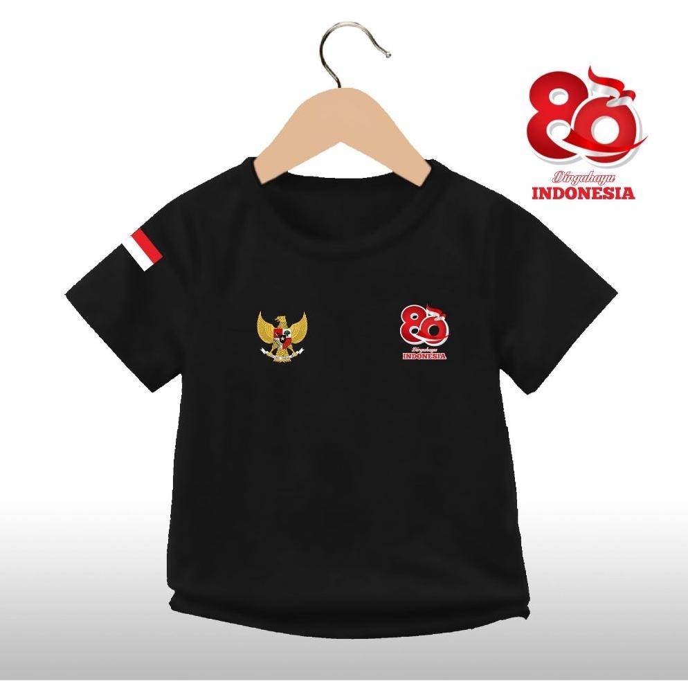 Y-76 Kaos Anak Logo 80 Tahun Indonesia Merdeka Baju Dirgahayu Perayaan Kemerdekaan 17 Agustus 1945