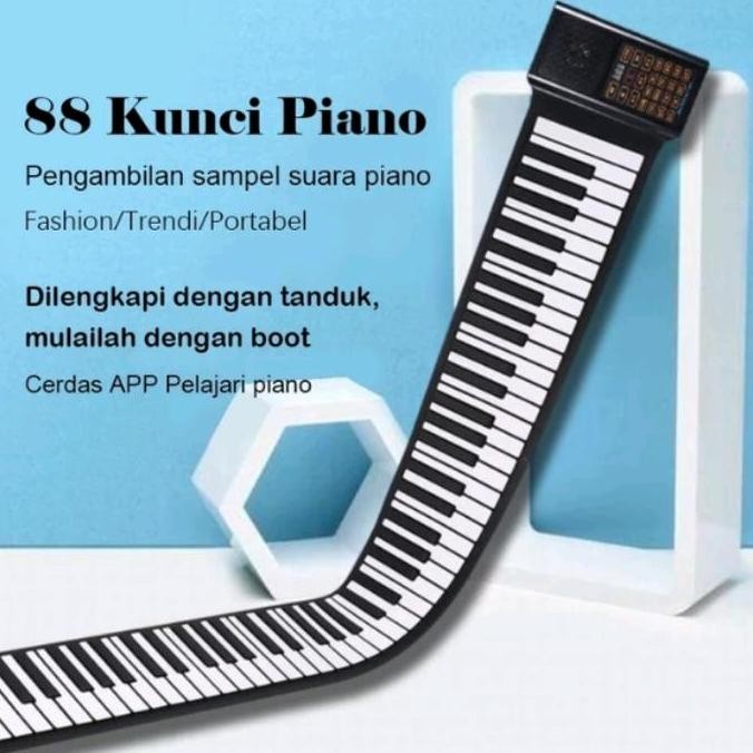HOT SALE 88 Keys Piano Keyboard Portable Lipat Silikon Fleksibel Hand Roll Up Elektrik 88 Keys Piano