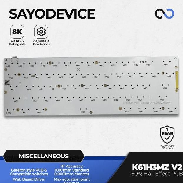 Sayodevice K61H3Mz V2.0-R 8K He Pcb Hall Effect 60% Gaming Keyboard Rapid Trigger Socd Rdt Co