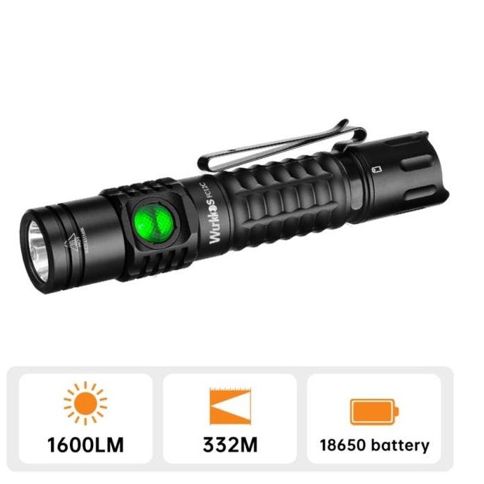 Bst Ready Senter Wurkkos Fc12C Buck Circuit Tactical, Long-Range 1600 Lumens/332 Meter, Tactical & R