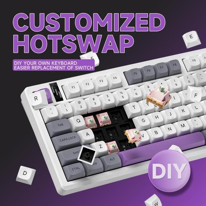 Zifriend Hk101 Wireless Mechanical Keyboard Type-C/2.4G Usb/Bt5.0 3 Mode Keyboard 10000Mah Ultra-Lon