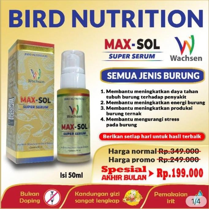 TERMURAH - MAX - SOL Suplemen Vitamin Protein Semua Jenis Murai Lovebird Kenari Cucak Ijo Jalak