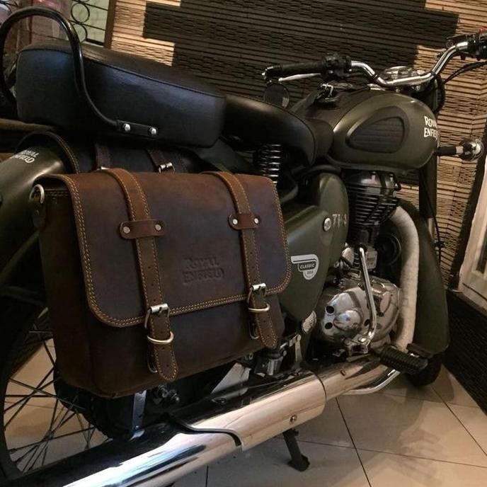 Tas Royal Enfield , Side Bag Leather ,Tas Motor Kulit