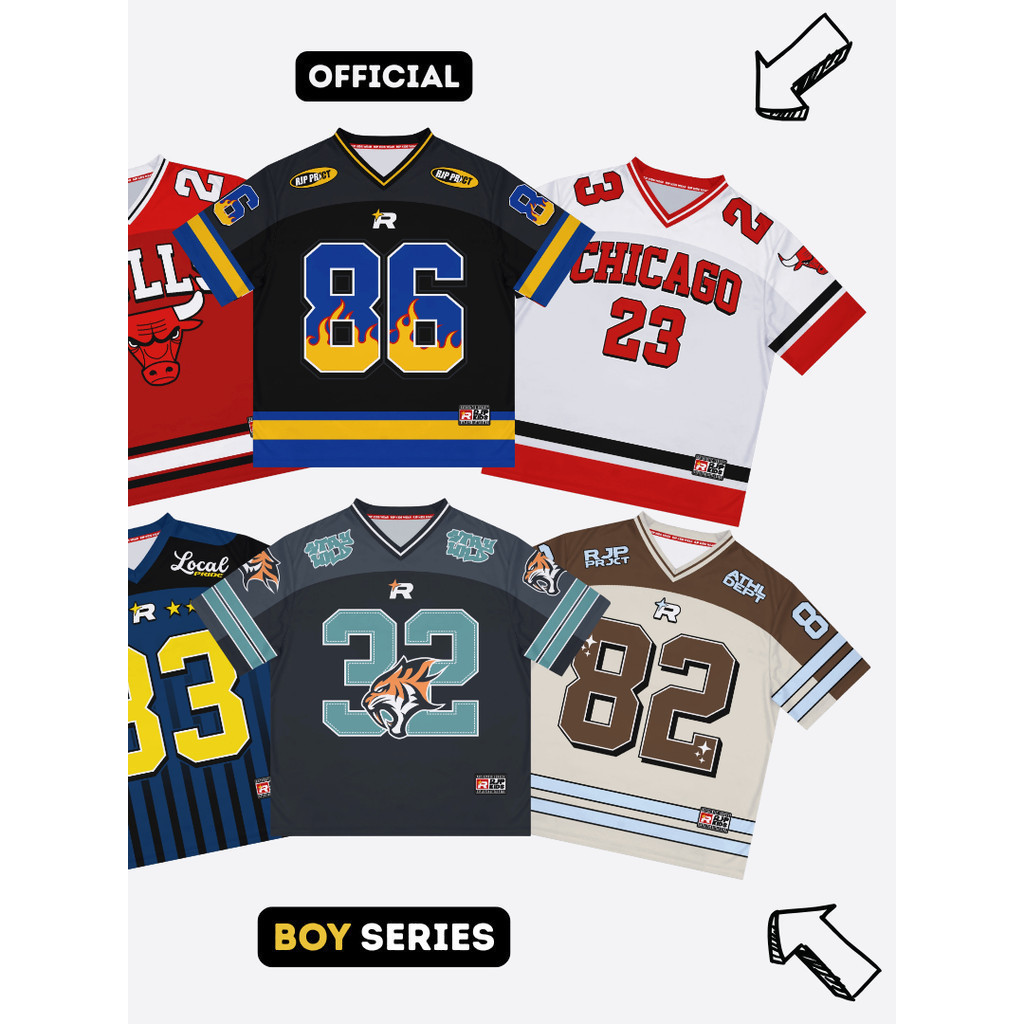 GK | Kaos Jersey Anak Boy Series Laki Laki Bahan DryFit Brazil Full Printing Casual Rugby Retro Stre