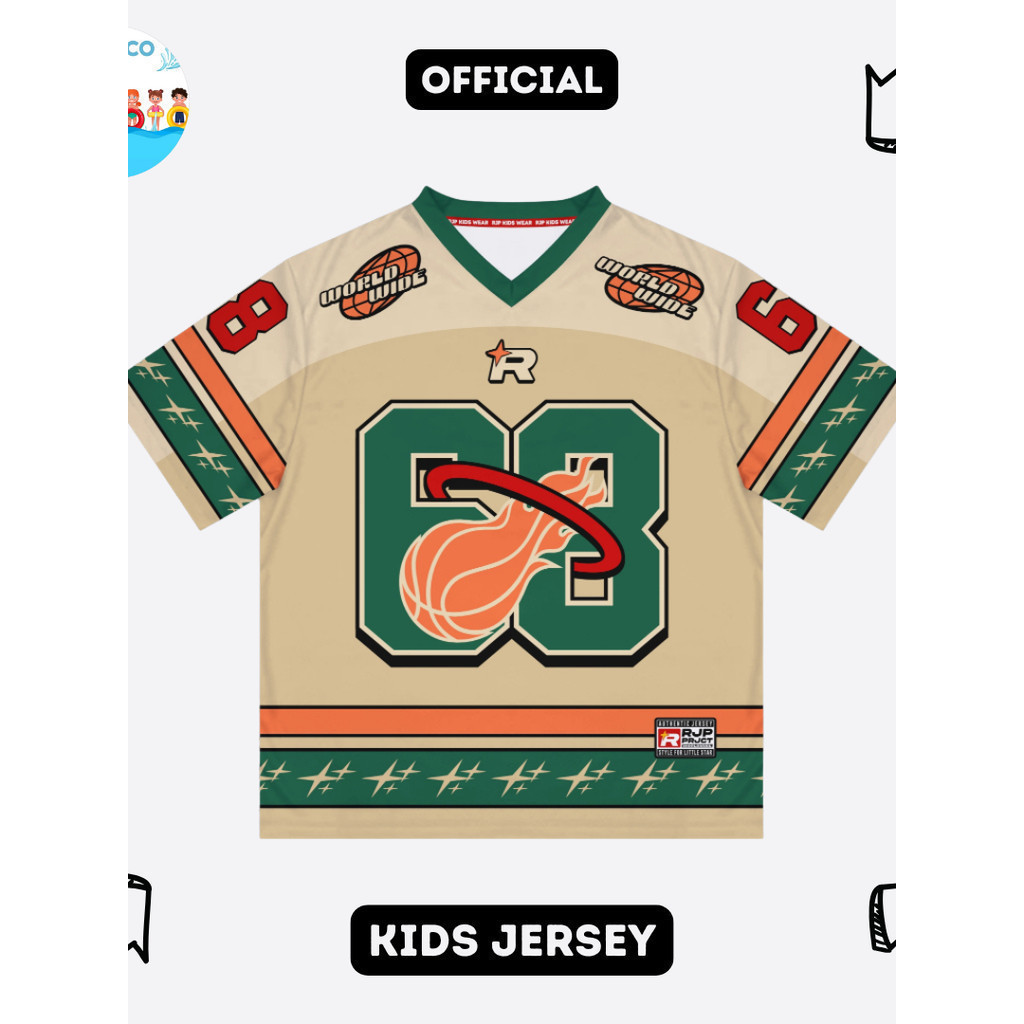 GK | Kaos Jersey Anak Number 68 Laki Laki Bahan DryFit Brazil Full Printing Casual Rugby Retro Stree