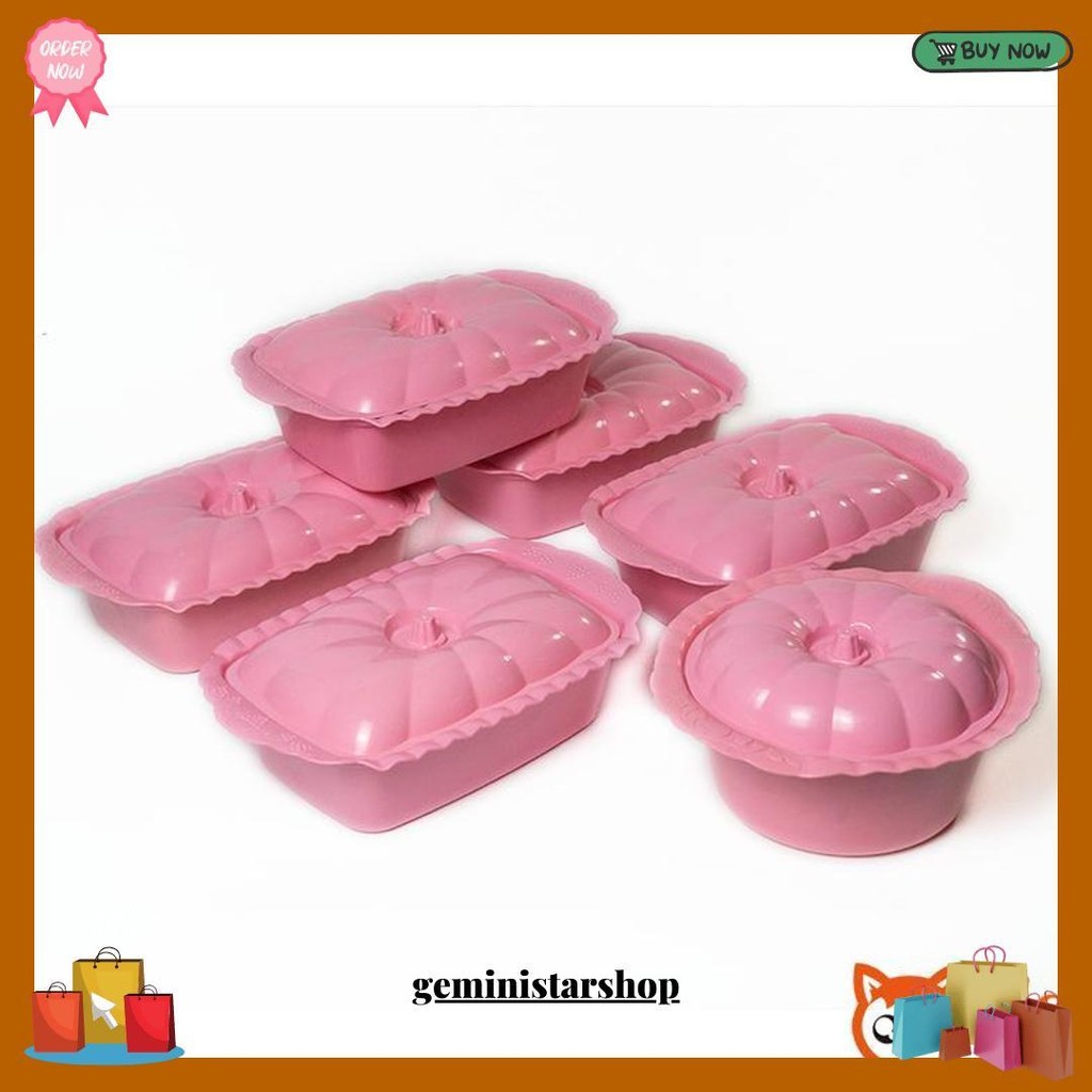 Yoi - 5+1=6Pcs Prasmanan Set / Basi Persegi 5Pcs + Basi Bulat 1Pcs / Set Prasmanan Plastik / Tempat 