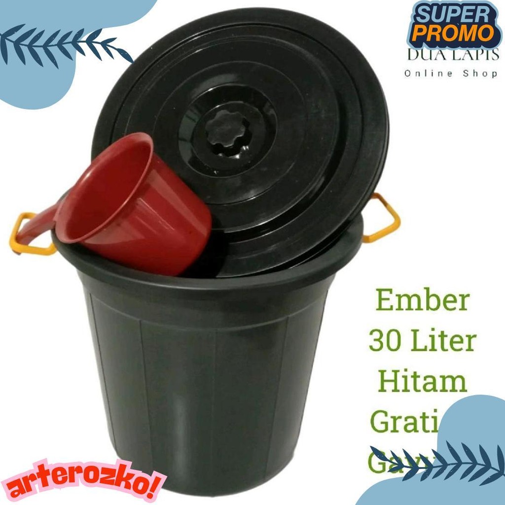Discount Ember Plastik Warna Hitam 30 Liter Gagang Kuning Gratis Gayung