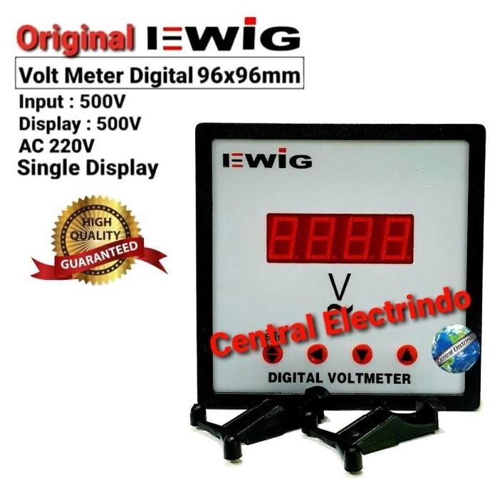 Volt Meter Digital Led E294U 96X96Mm 1Phase Ewig.