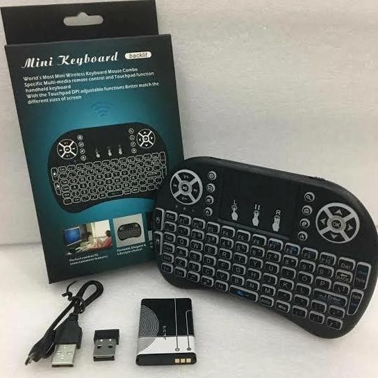 TERBARU - KEYBOARD MINI WIRELESS TOUCHPAD RECHARGEABLE FOR TV / STB / ANDROID TV