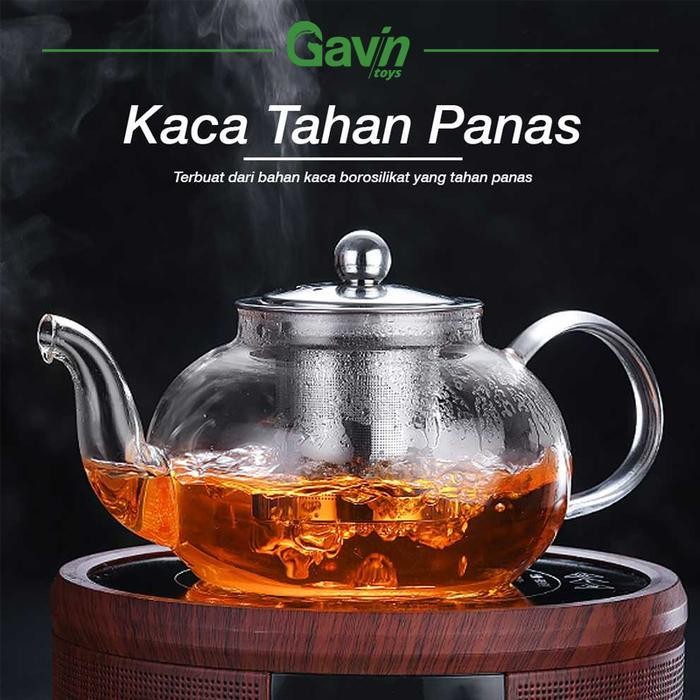 (Diskon) Teko Kaca With Infuser 600Ml Teko Teh Kaca Pitcher Teapot Kaca 600 Ml Bestseller