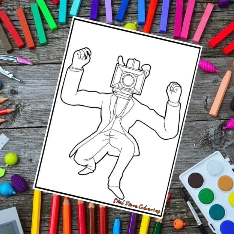 

Gfd-12 Kertas Mewarnai Gambar Anak Tema Skibidi Toilet - Kertas Brief Card Gfd-12