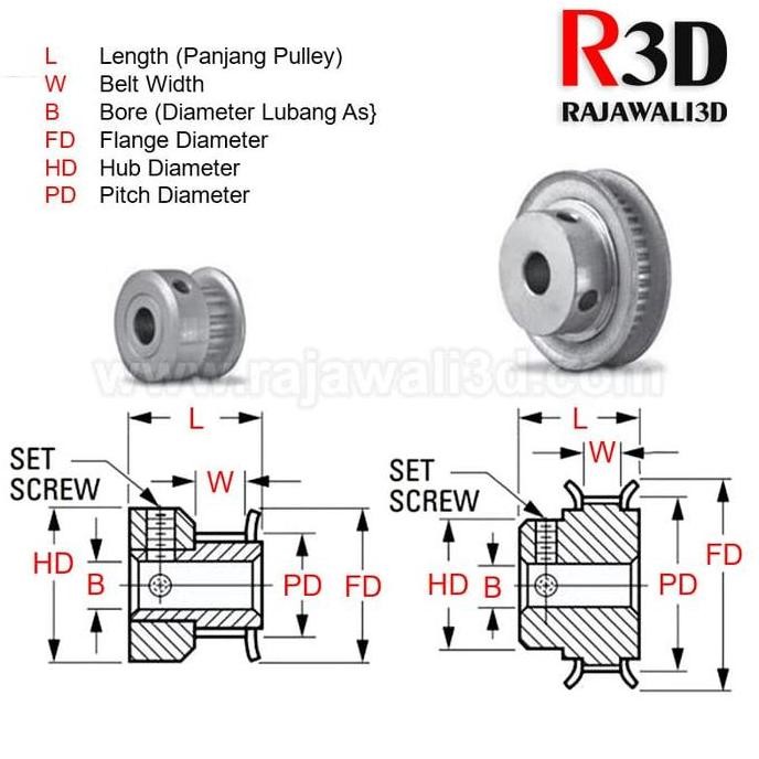 GT2 TIming Pulley 60 Teeth Bore 5mm Belt 6mm