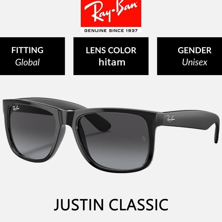 Ready Stokacamata Hitam Rayban Wayfarer Justin Rb4165 Bla Green Pria Sunglasses