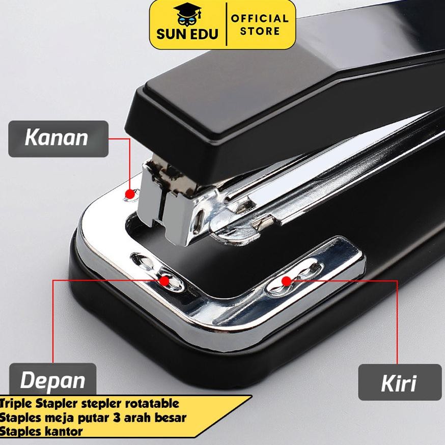 

Cxv-38 Triple Stapler Stepler Rotatable/ Staples Meja Putar 3 Arah Besar/ Staples Kantor Cxv-38
