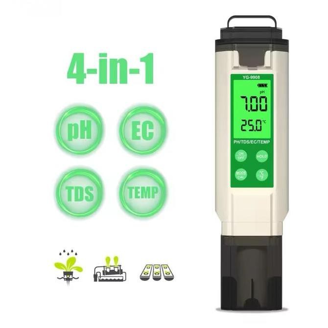 YG9908 ALAT UKUR PH TDS EC SUHU TESTER METER AIR  YG-9908 HIDROPONIK ORIGINAL DAN TERPERCAYA