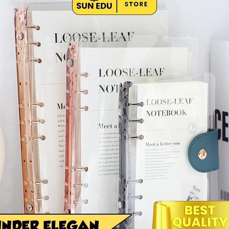 

Elegant Binder A5 Transparan Binder With Clip Note Book Loose Leaf Rose Gold Binder