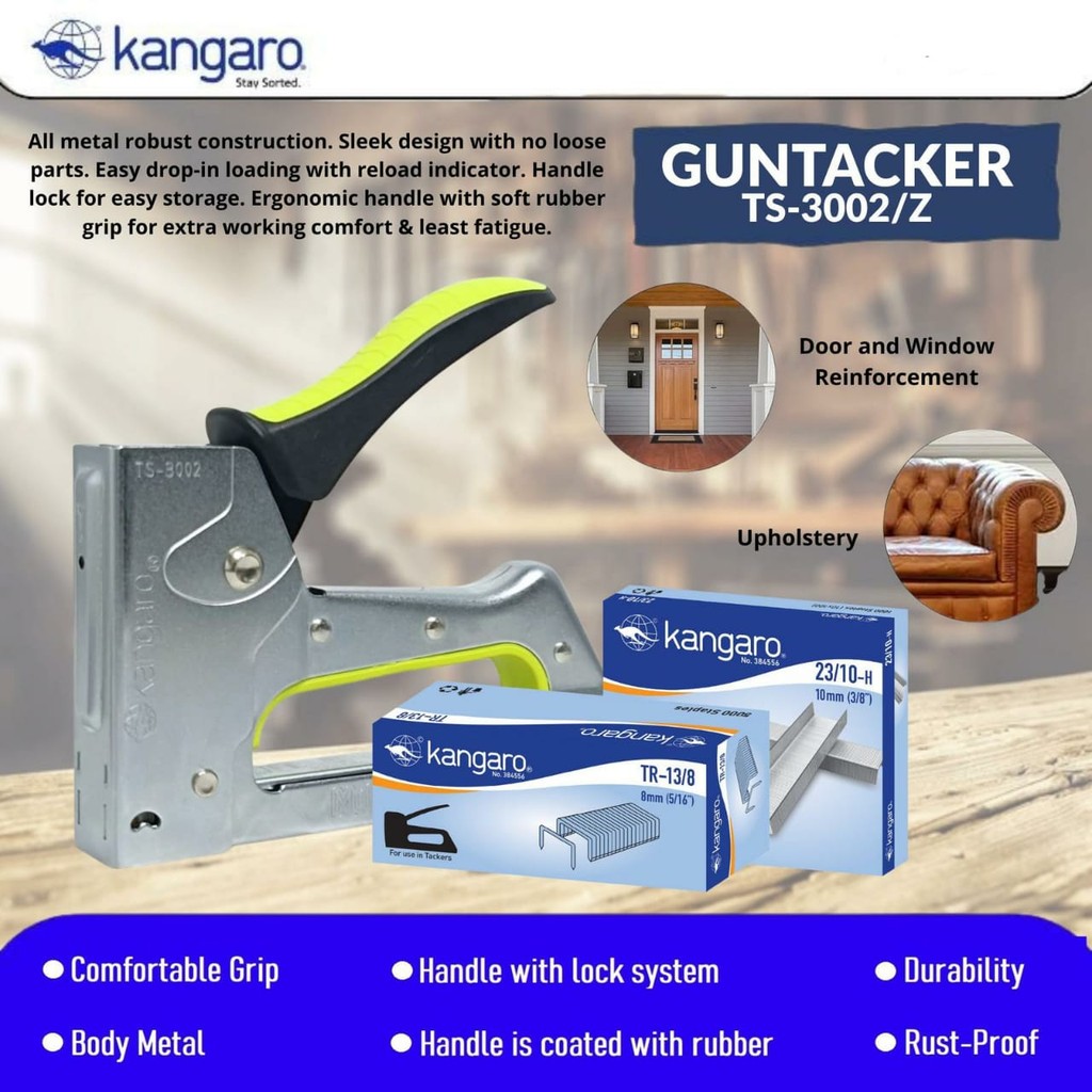 

Guntacker TS-3002/Z Kangaro / Alat Stapler Tembak Kayu / Multi Staples Guntacker TS 3002/Z / Stapler Tembak Jok Kulit Motor / Gun Tacker TS-3002 KANGARO