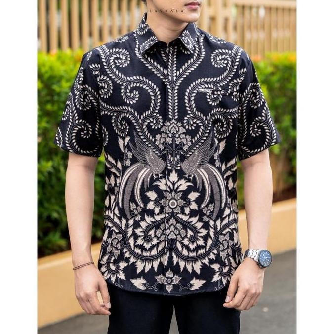 Murah Laskala Batik Premium Hengkara Kemeja Batik Pria Slimfit Lengan Pendek