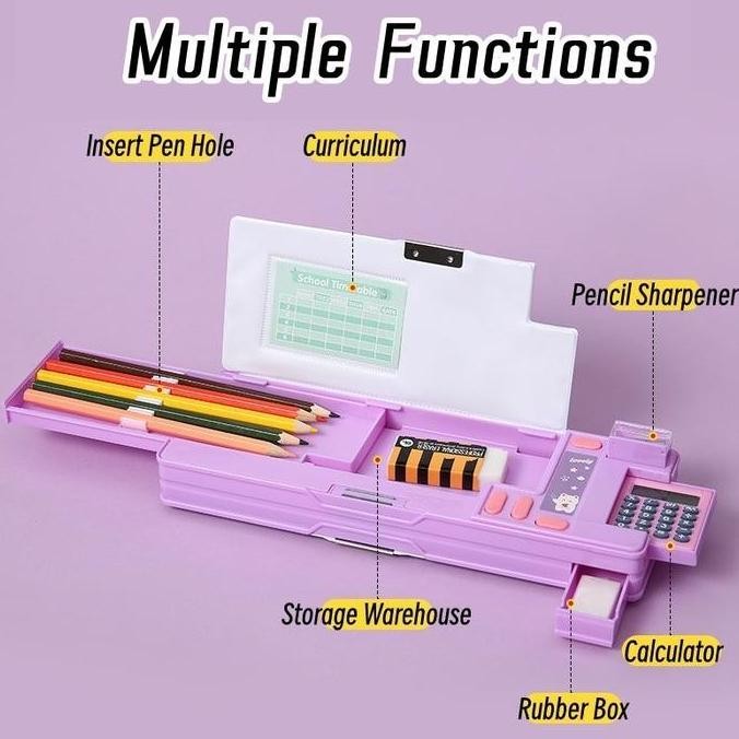 

3 in 1 Tempat pensil kalkulator pop out viral kotak pensil lucu tombol rautan Dengan kalkulator GT