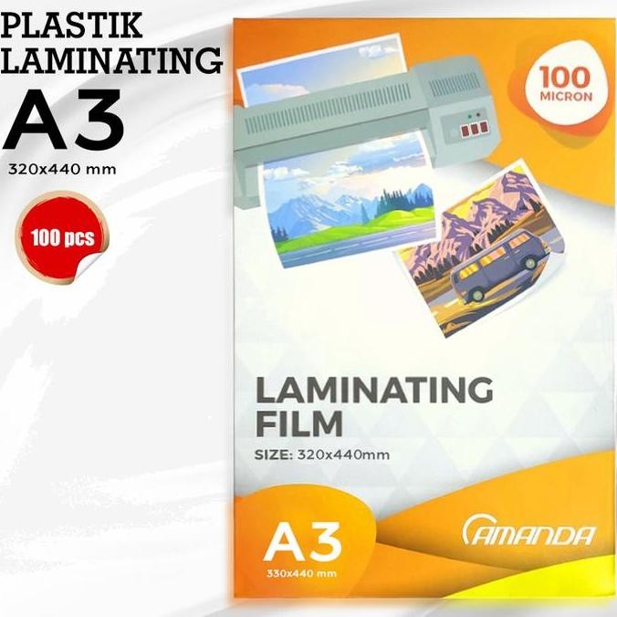

Premium Plastik Laminating Press A3 Amanda 100 micron size 320 x 440mm