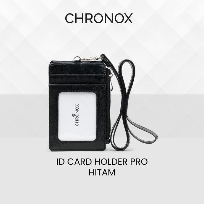 

TERBARU - Chronox Lanyard PRO ID Card Holder SAFFIANO Fiber Pria Wanita (Gantungan Kartu)