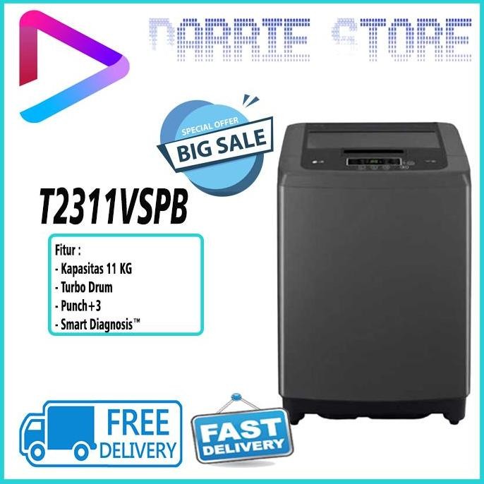 TERBARU - LG T2311VSPB MESIN CUCI TOP LOADING 11 KG T2311 2311VSPB