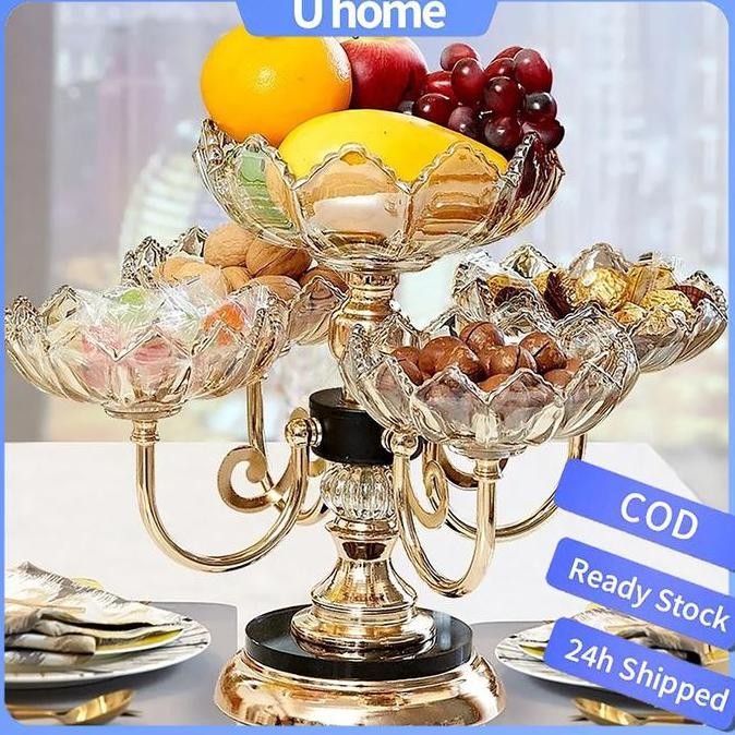 Ready Stock CodUh Tempat Permen Snack Mewah Aesthetic Tempat Buah Untuk Hiasan Meja Bisa Putar Pirin