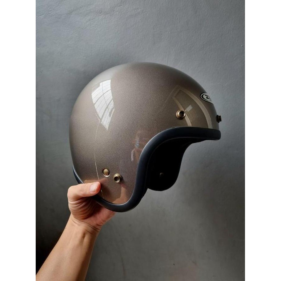 NEW ZEUS ZS 385C DARK SILVER RETRO HELMET
