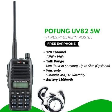 AUQOZ x Pofung HT Walkie Talkie UV82 Handy Walkie Talkie - Radio HT UHF VHF / HT Murah Jarak Jauh - 