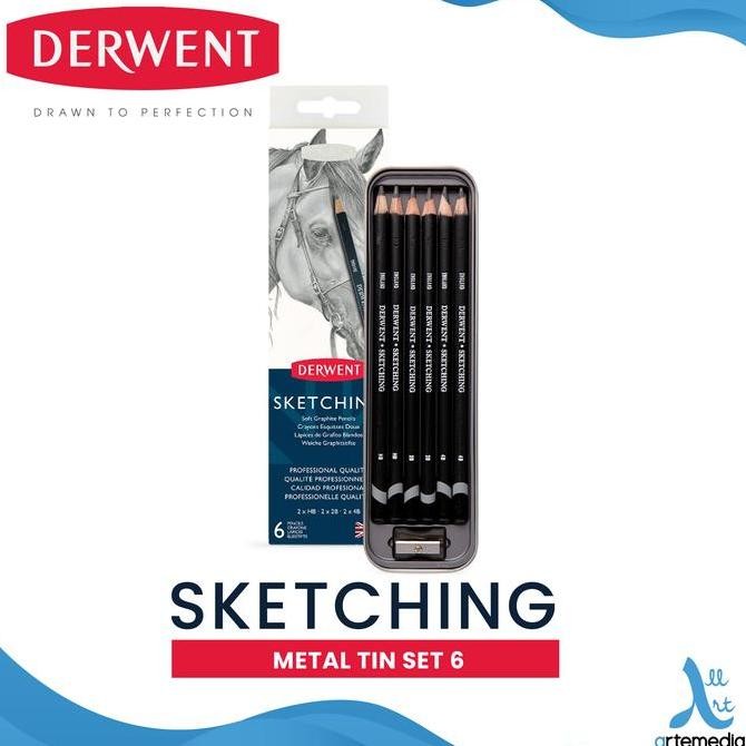 

Pensil Gambar Derwent Sketching Pencil 6 Metal Tin Drawing