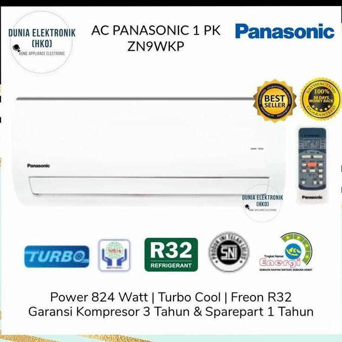 TERBARU - AC PANASONIC 1 PK ZN9WKP ZN 9 WKP 9WKP TURBO COOL R32 LOW WATT