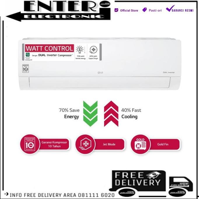 TERMURAH - LG AC 1/2 PK T06EV4 - AC LG 1/2 PK DUALCOOL DUAL INVERTER LG T 06 EV 4