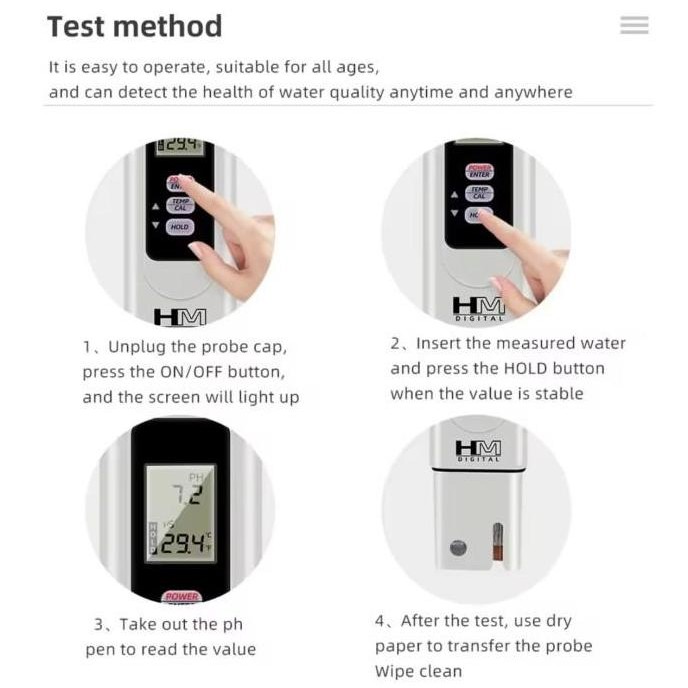 Hm Digital Ph-80 Ph / Suhu Hydrotester Alat Ukur Ph Air Hm Ph80 Ph Meter (Gatuso)