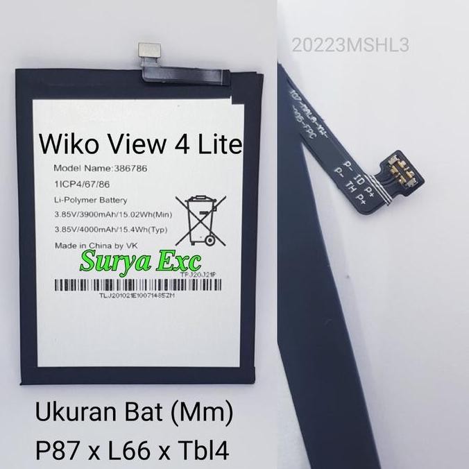 TERMURAH - Baterai Wiko View 4 Lite View 4Lite Model 386786 ORI