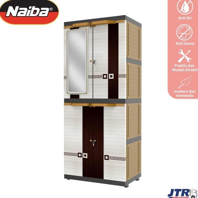 NAIBA - Lemari MSC Mirror 4 Susun  Lemari pakaian plastik kaca pintu Furniture