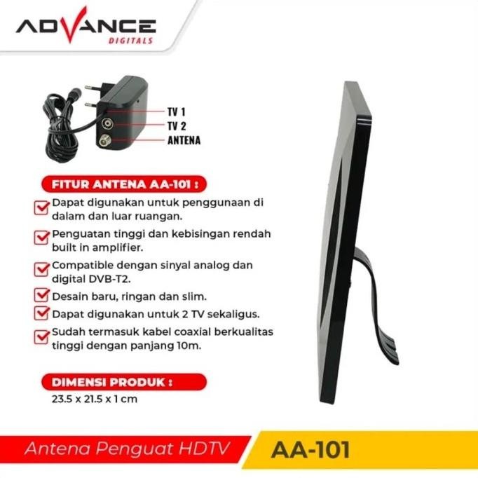 Advance Antena Tv Indoor Atau Outdoor Advance Aa-101 Garansi Resmi 1 Tahun Penguat Hdtv Digital Bisa