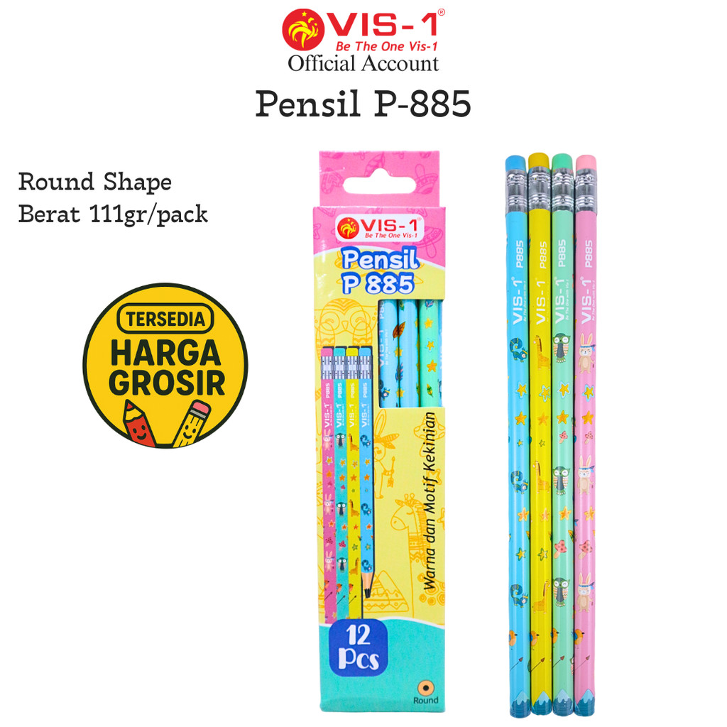 

VIS-1 Pensil 2B motif Hewan kode P-885 / Pencil / Pencil Animal / Round Shape