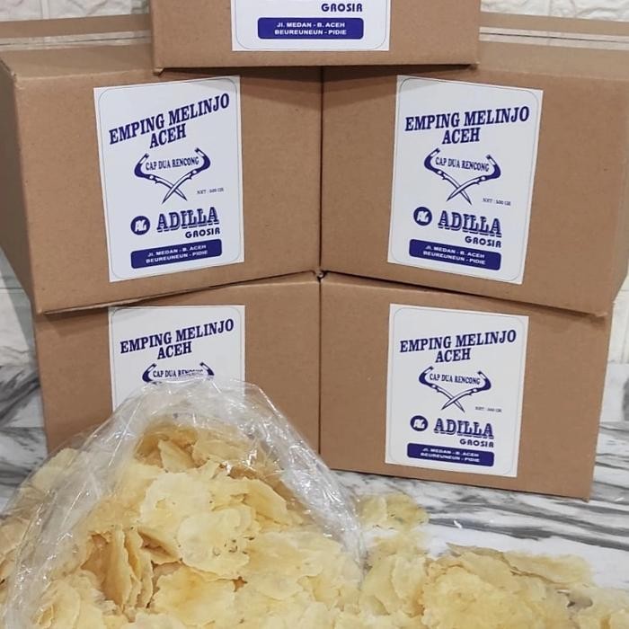 

Emping Aceh Super Tipis Adilla 500Gr Kemasan Dus Karton Terbaru Best Quality 100% Original