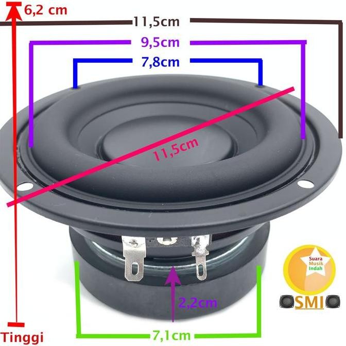 Speaker 4 Inch Subwoofer Dan Woofer Varian Bass Hitam