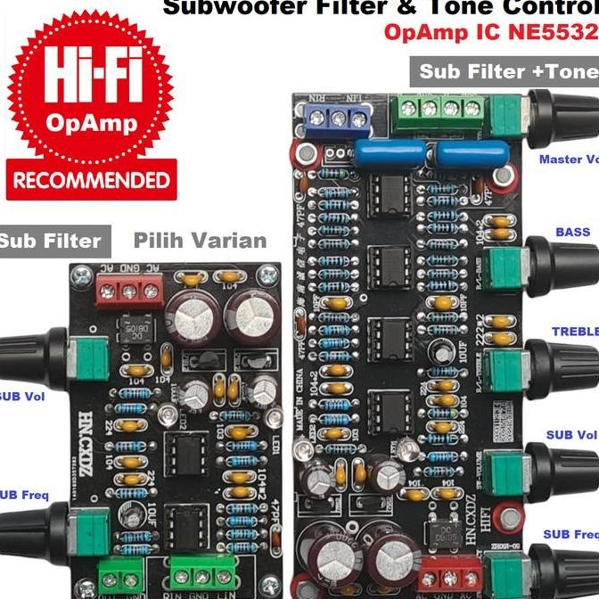 Hifi 2.1 Stereo+Subwoofer Pre-Amplifier Bass Tone Control Lfe Filter
