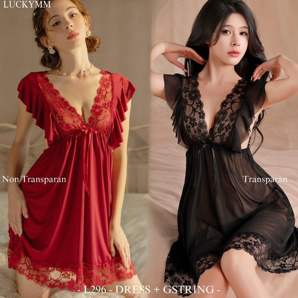 Cod Sexy Lingerie Dress Transparan Baju Tidur Sexy Lingerie Wanita Bigsize Fit M-Xxl / Lingerie Jumb