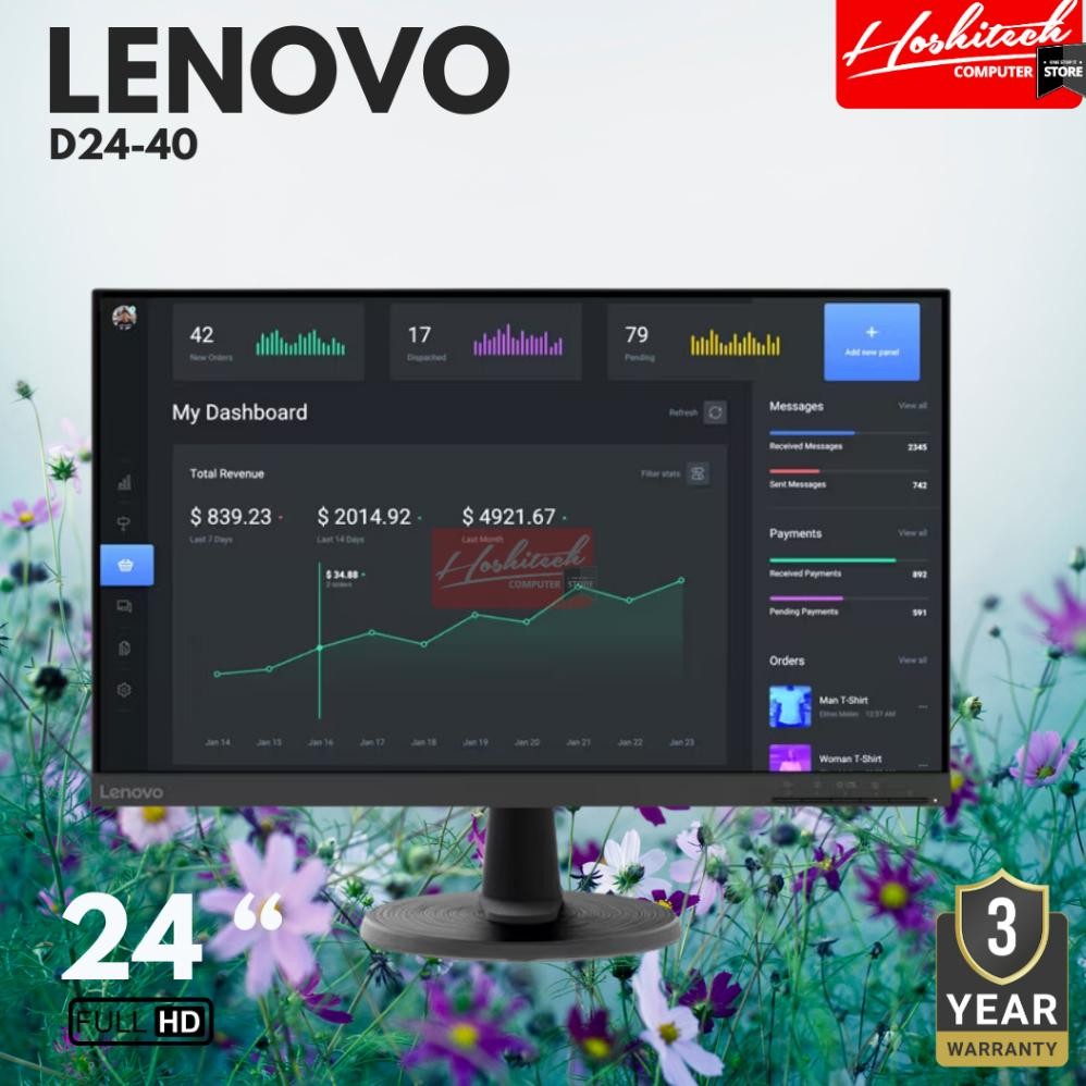Monitor 24 Inch Lenovo D24-40 Fhd Amd Freesync Bezelless
