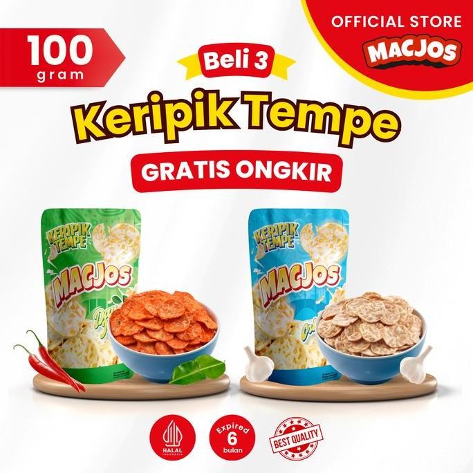 

MACARONI JOS Cemilan Keripik Tempe - Snack Isi 80gr Beli 4 Hemat Banyak