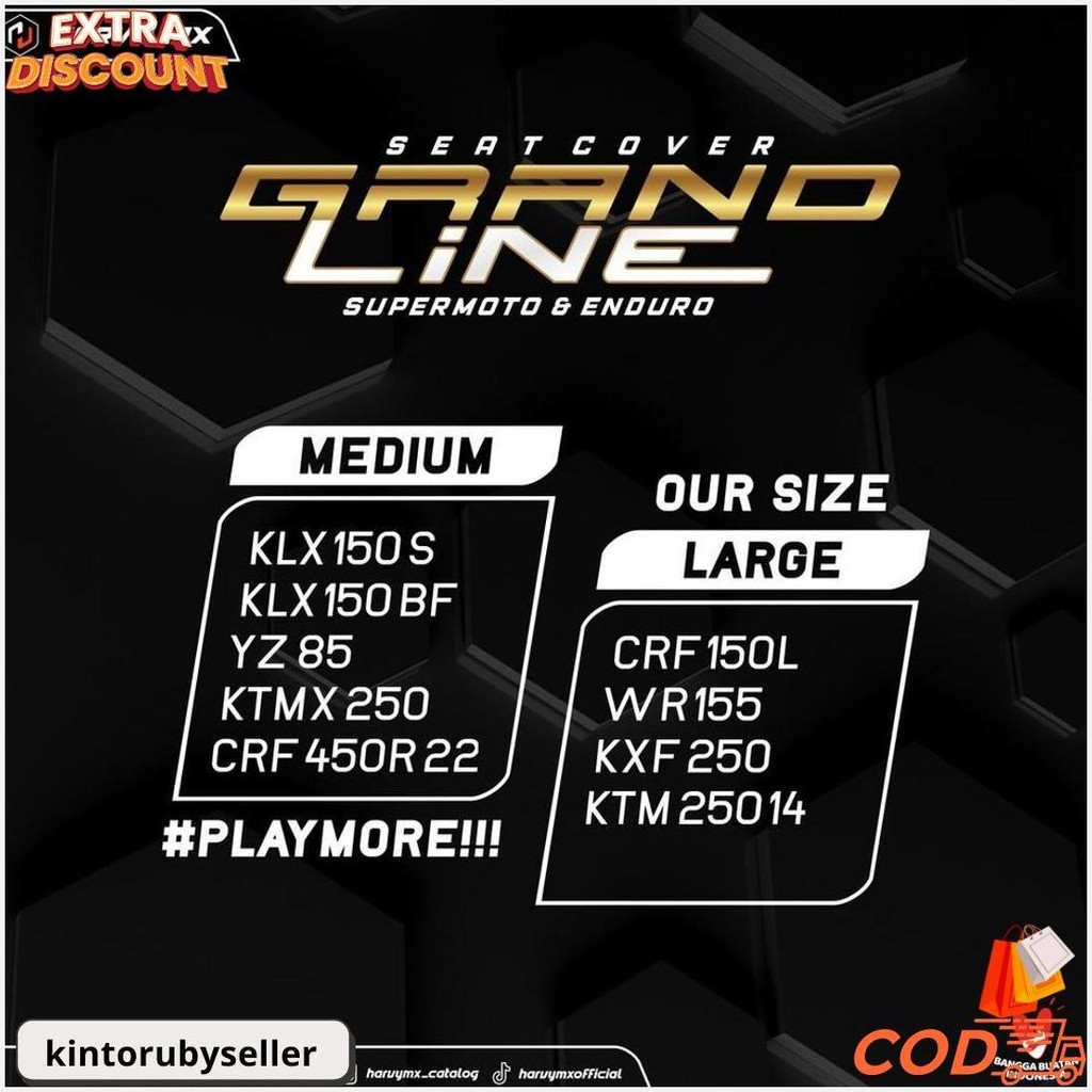 Seat Cover Sarung Kulit Jok Motor Type Grand Line Trail Klx 150 Bigfoot Dtracker New Crf 150L Wr155 