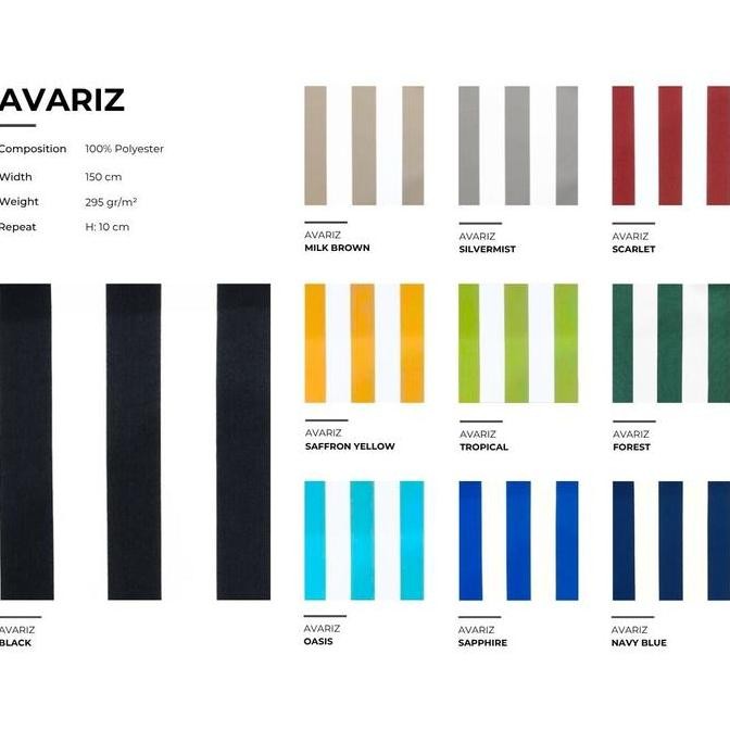 Kain Bahan Outdoor Waterproof Cover Sofa Anti Air Motif Stripe Garis Salur SOLARTEX - Avariz (Furnit