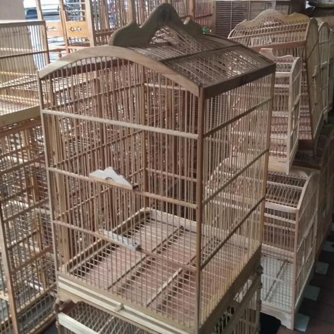 sangkar burung kotak kayu jati mentahan